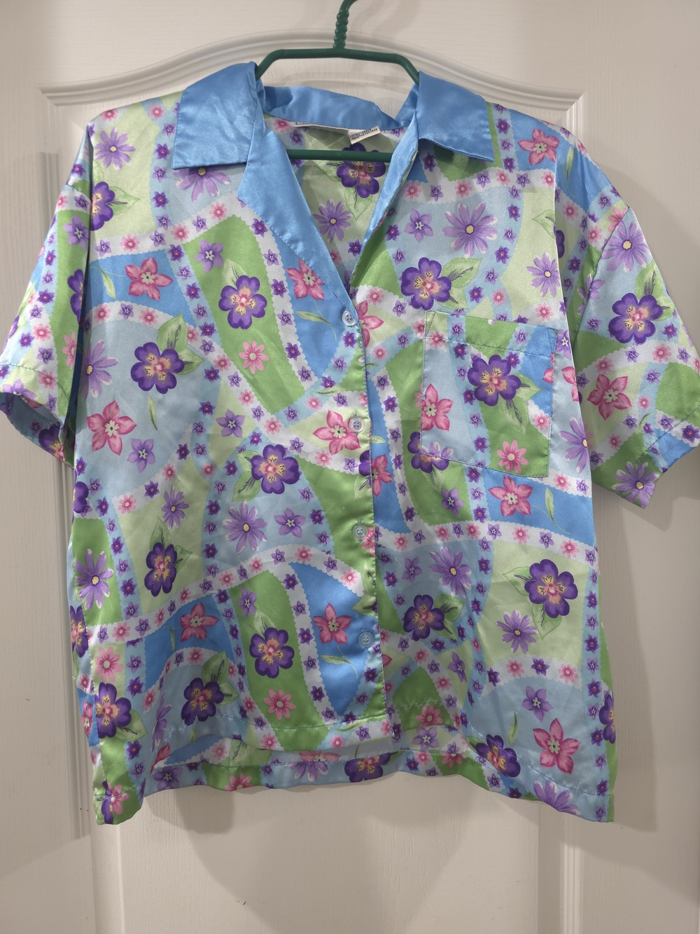 Kids Floral Short-Sleeve Button-Up Shirt - Blue & Green